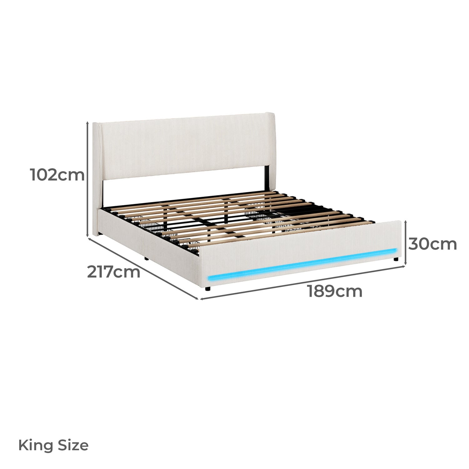 Reno Upholstered Bed Frame with LED & Charging Station