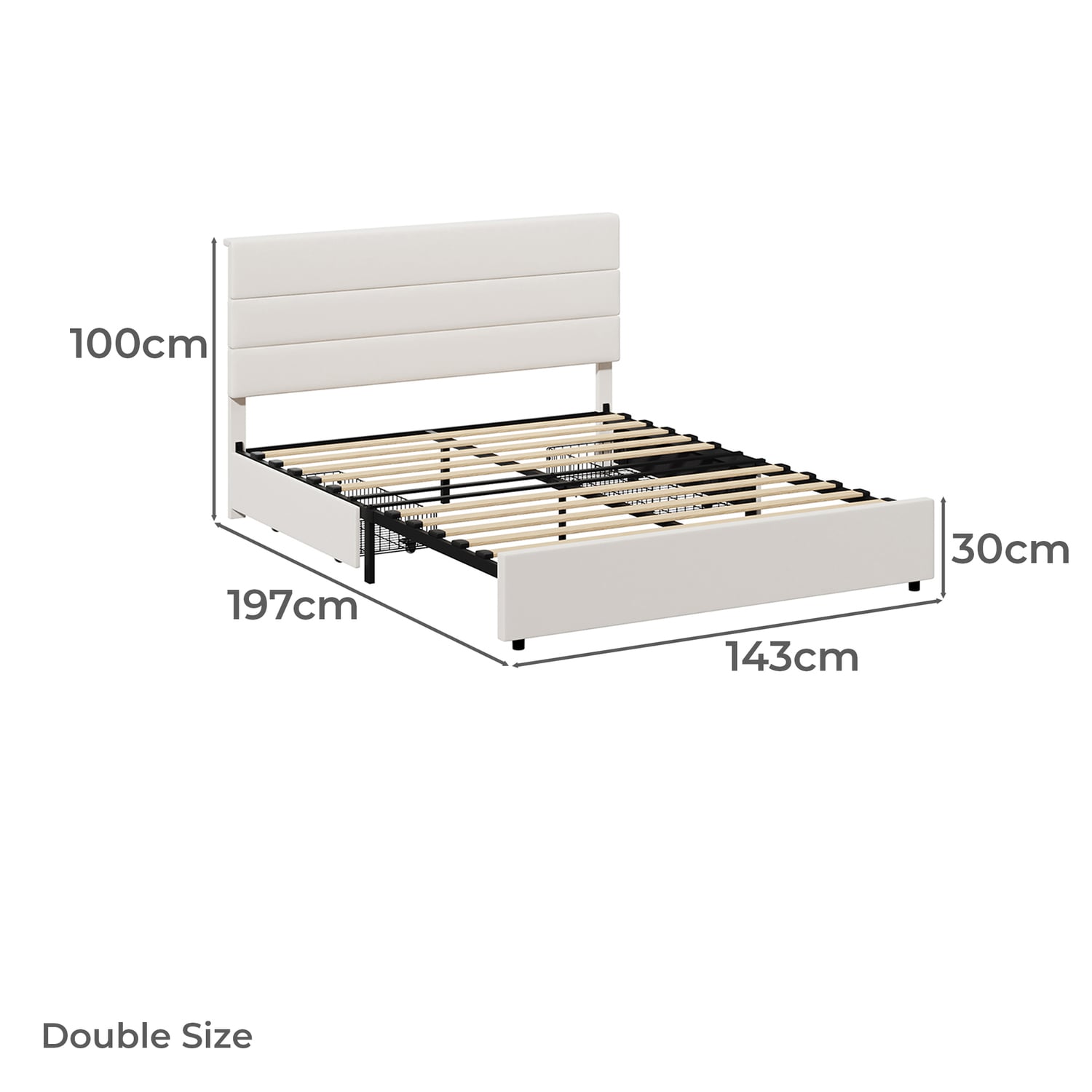Warren Upholstered Bed Frame with Underbed Drawers