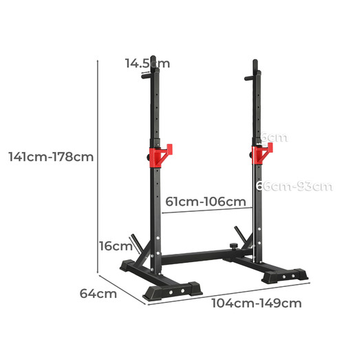 Finex Black Adjustable Steel Squat Rack | Temple & Webster