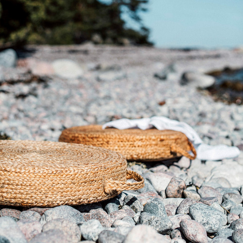 Hand-Braided Jute Floor Cushion