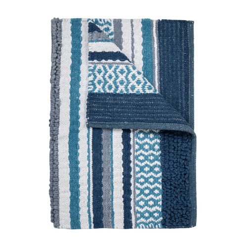 Hand-Loomed Blue Cotton Rug