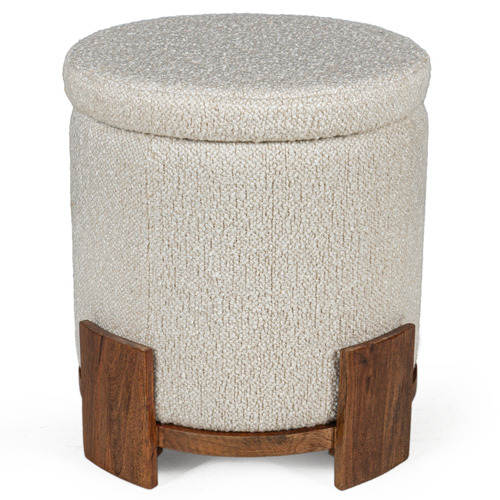 Barrel Bouclé Storage Pouffe