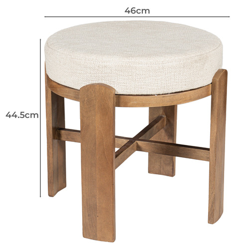 Verona Cotton & Mango Wood Accent Stool