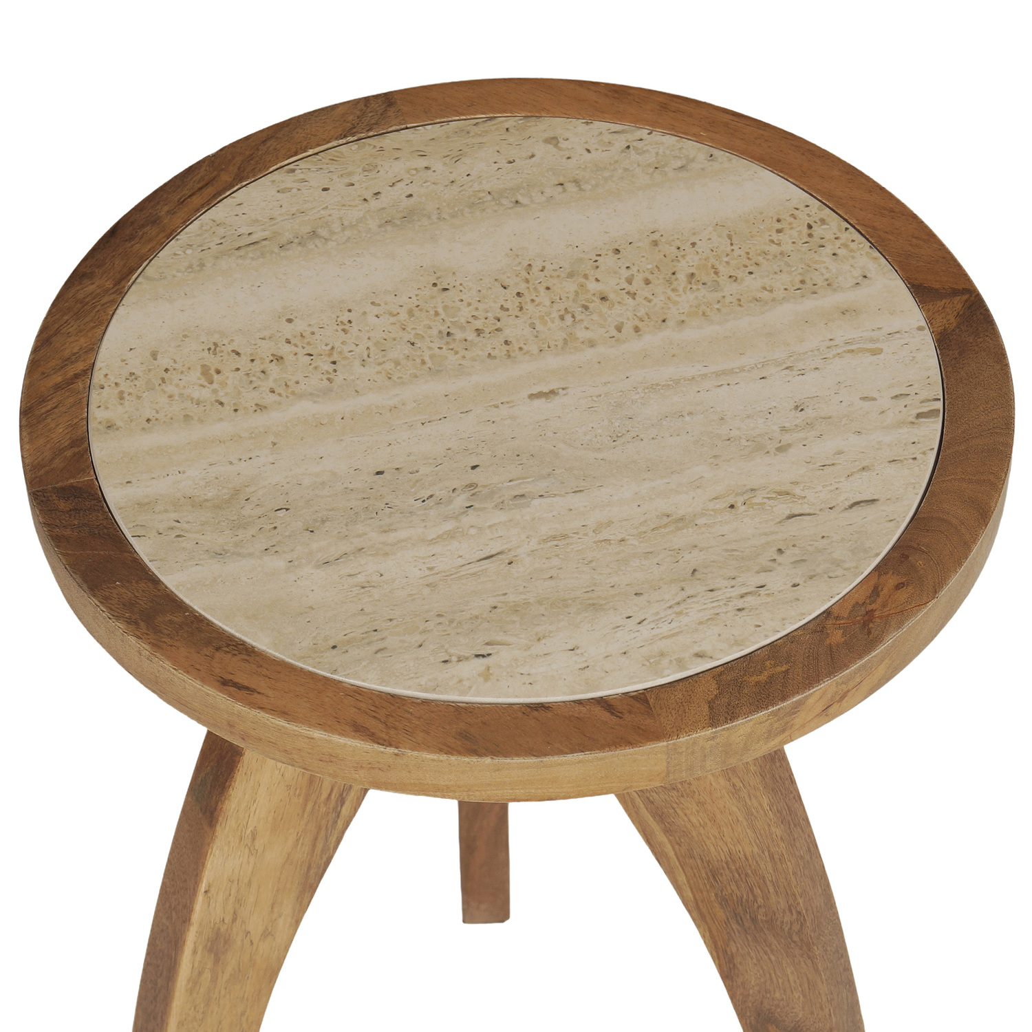 Trix Travertine-Look Side Table