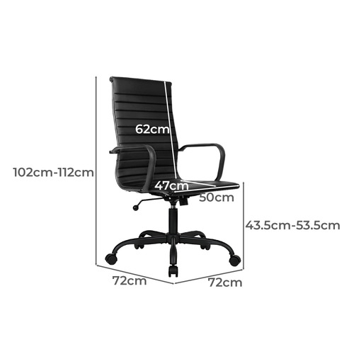 BraxtonHome Black Theodore Faux Leather Executive Office Chair Temple