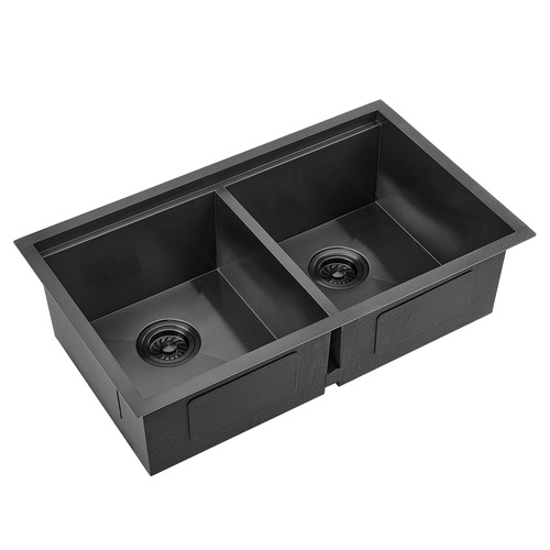 BraxtonHome 82cm Stainless Steel Double Bowl Kitchen & Laundry Sink