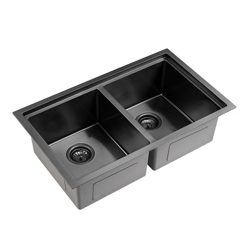 BraxtonHome Railay 750mm Double Bowl Kitchen Sink & Accessories Package ...