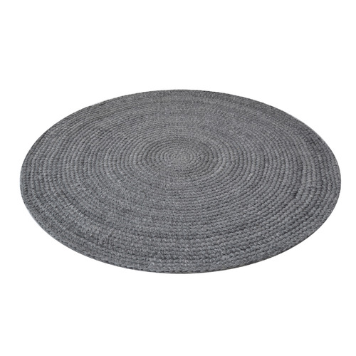 Charcoal Orbit Hand-Woven Indoor/Outdoor Round Rug