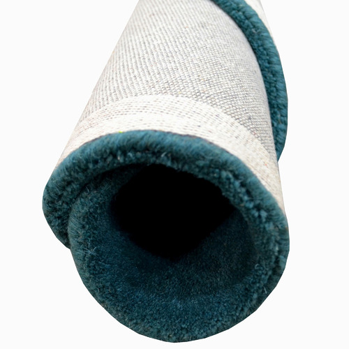 Turquoise Swirl Wool Round Rug
