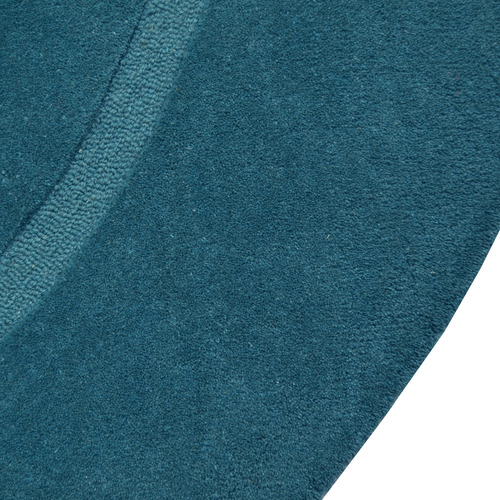 Turquoise Swirl Wool Round Rug