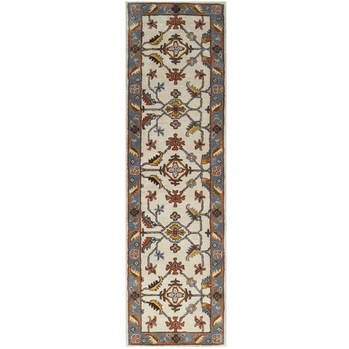 Grey & Cream Hanette Kashan Wool Runner