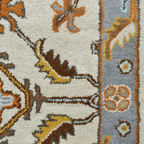 Grey & Cream Hanette Kashan Wool Runner