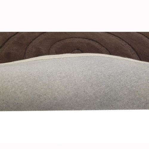 Brown Swirl Hand-Tufted Wool Round Rug