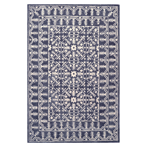 Grey Mosaic Hand-Tufted Wool Rug