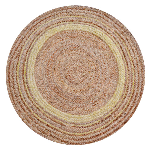 Natural & Ivory Ripple HandWoven Round Rug Temple & ster