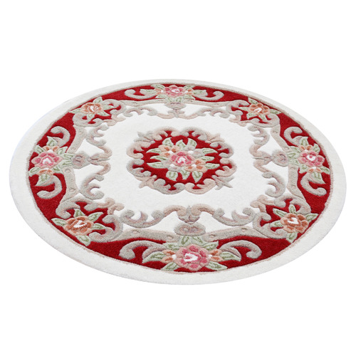 Red Avalon Hand-Tufted Wool Round Rug | Temple & Webster