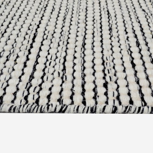 Black Boondi Hand-Woven Wool Rug