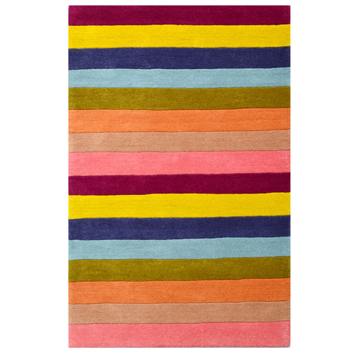 Kid's Multi-Colour Striped Hand-Tufted Wool Rug