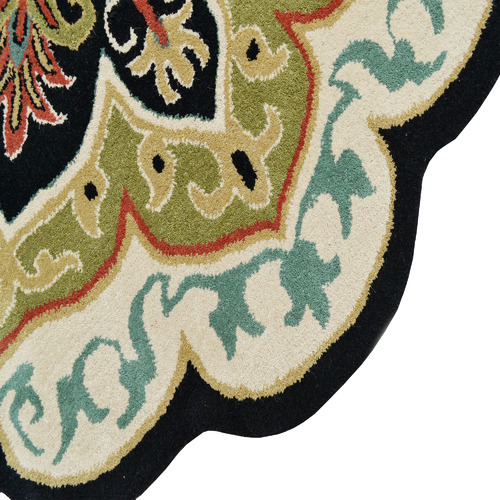Black Petals Hand-Tufted Wool Rug