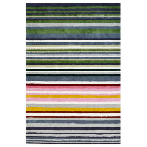 Multi-Colour Striped Hand-Tufted Wool Rug