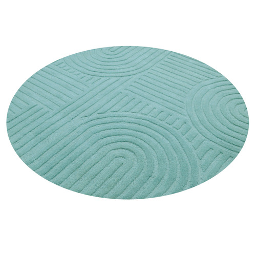 Cashmere Blue Pavi Hand-Tufted Wool Round Rug