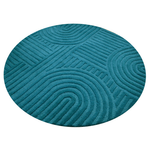 Turquoise Pavi Hand-Tufted Wool Round Rug