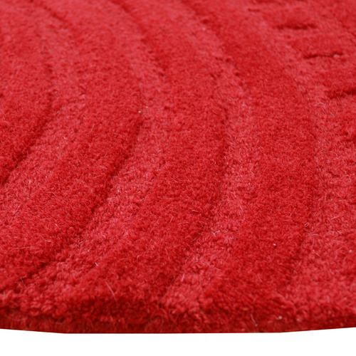 Red Pavi Hand-Tufted Wool Round Rug