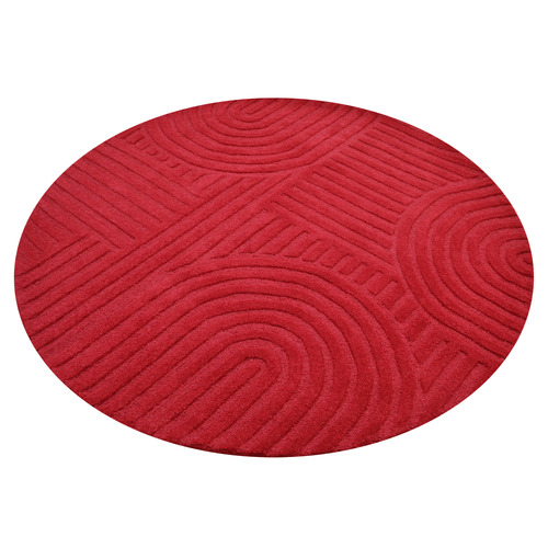 Red Pavi Hand-Tufted Wool Round Rug