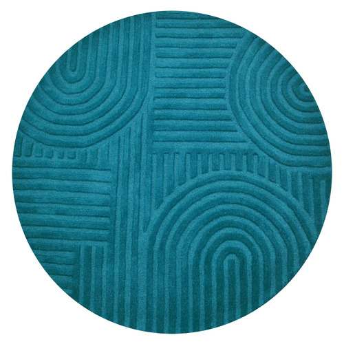Turquoise Pavi Hand-Tufted Wool Round Rug