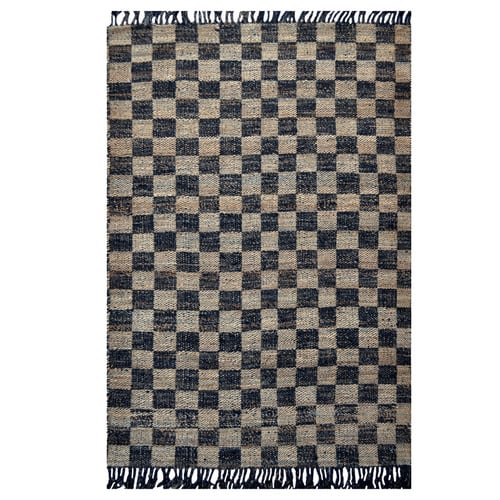 Black Natural Lazlo Hand-Woven Jute Rug