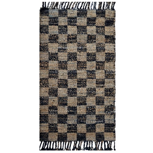 Black Natural Lazlo Hand-Woven Jute Rug