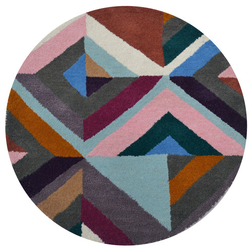Multi-Coloured Decotex Hand-Tufted Wool Round Rug