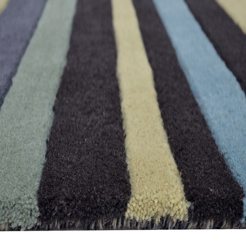 Multi-Coloured Striped Hand-Tufted Wool Rug