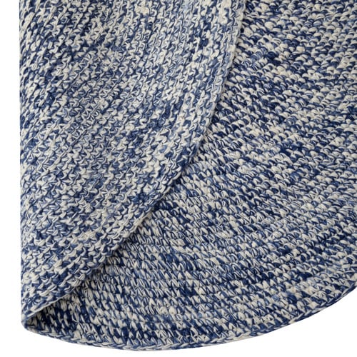 Navy Orbit Hand-Woven Indoor/Outdoor Round Rug