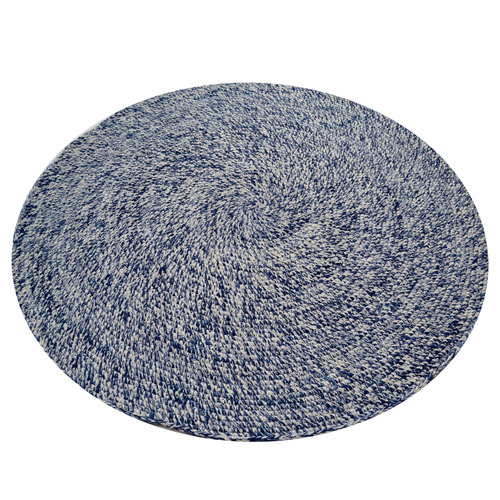 Navy Orbit Hand-Woven Indoor/Outdoor Round Rug