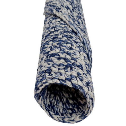 Navy Orbit Hand-Woven Indoor/Outdoor Round Rug
