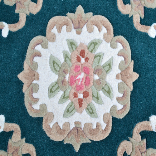 Turquoise Lativa Hand-Tufted Wool Round Rug