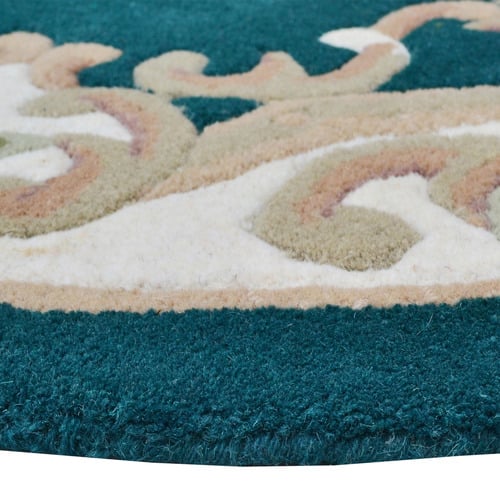 Turquoise Lativa Hand-Tufted Wool Round Rug