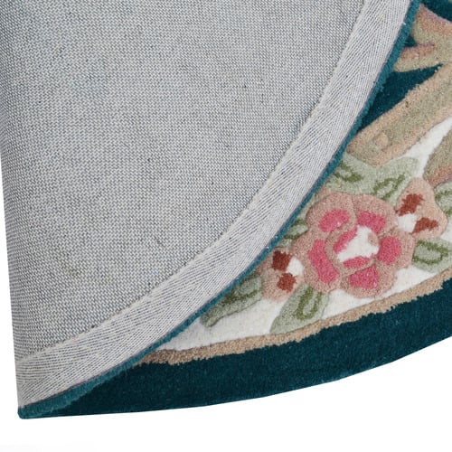 Turquoise Lativa Hand-Tufted Wool Round Rug
