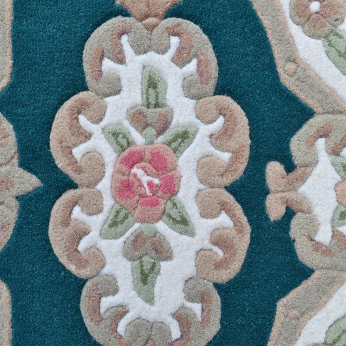 Turquoise Lativa Hand-Tufted Wool Half-Round Rug