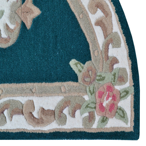 Turquoise Lativa Hand-Tufted Wool Half-Round Rug