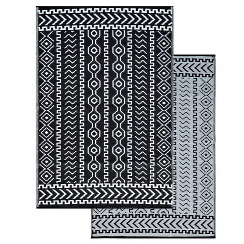 Black Fergus Reversible Outdoor Floor Mat