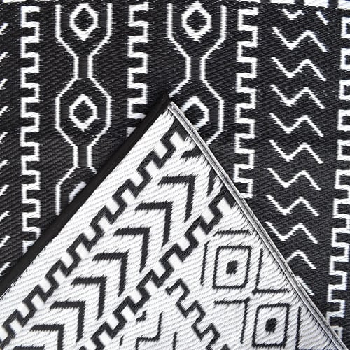 Black Fergus Reversible Outdoor Floor Mat