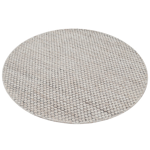 Creambie Hand-Woven Round Wool Rug