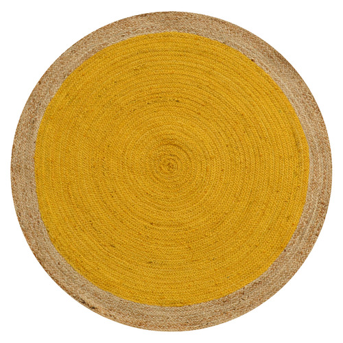 Gold Brix Hand-Woven Round Jute Rug