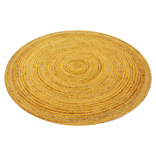 Gold Lien Hand-Woven Jute Round Rug