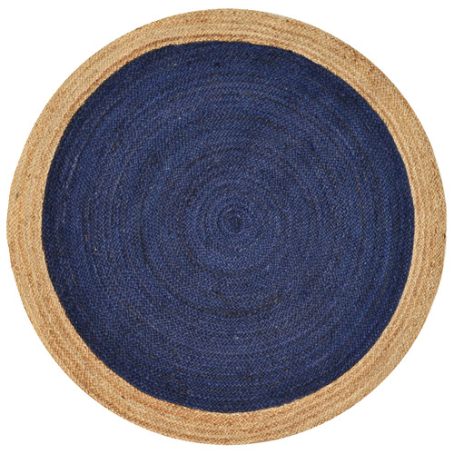 Navy Brix Hand-Woven Round Jute Rug