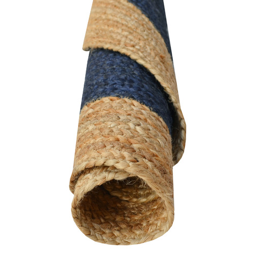 Navy Brix Hand-Woven Round Jute Rug