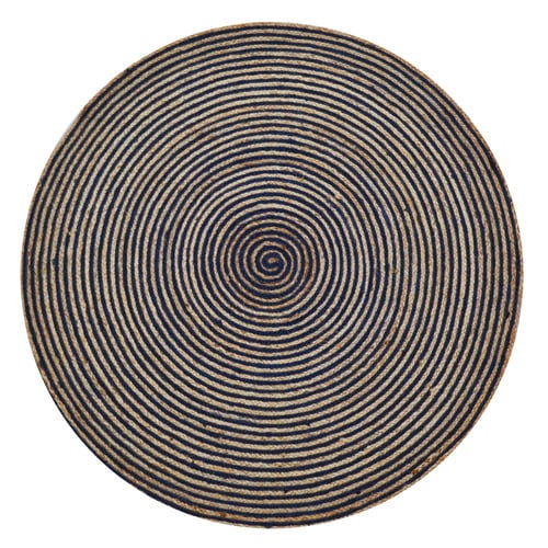 Navy Lien Hand-Woven Jute Round Rug