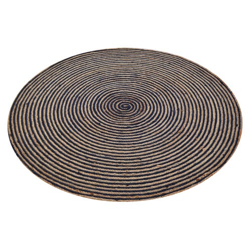 Navy Lien Hand-Woven Jute Round Rug